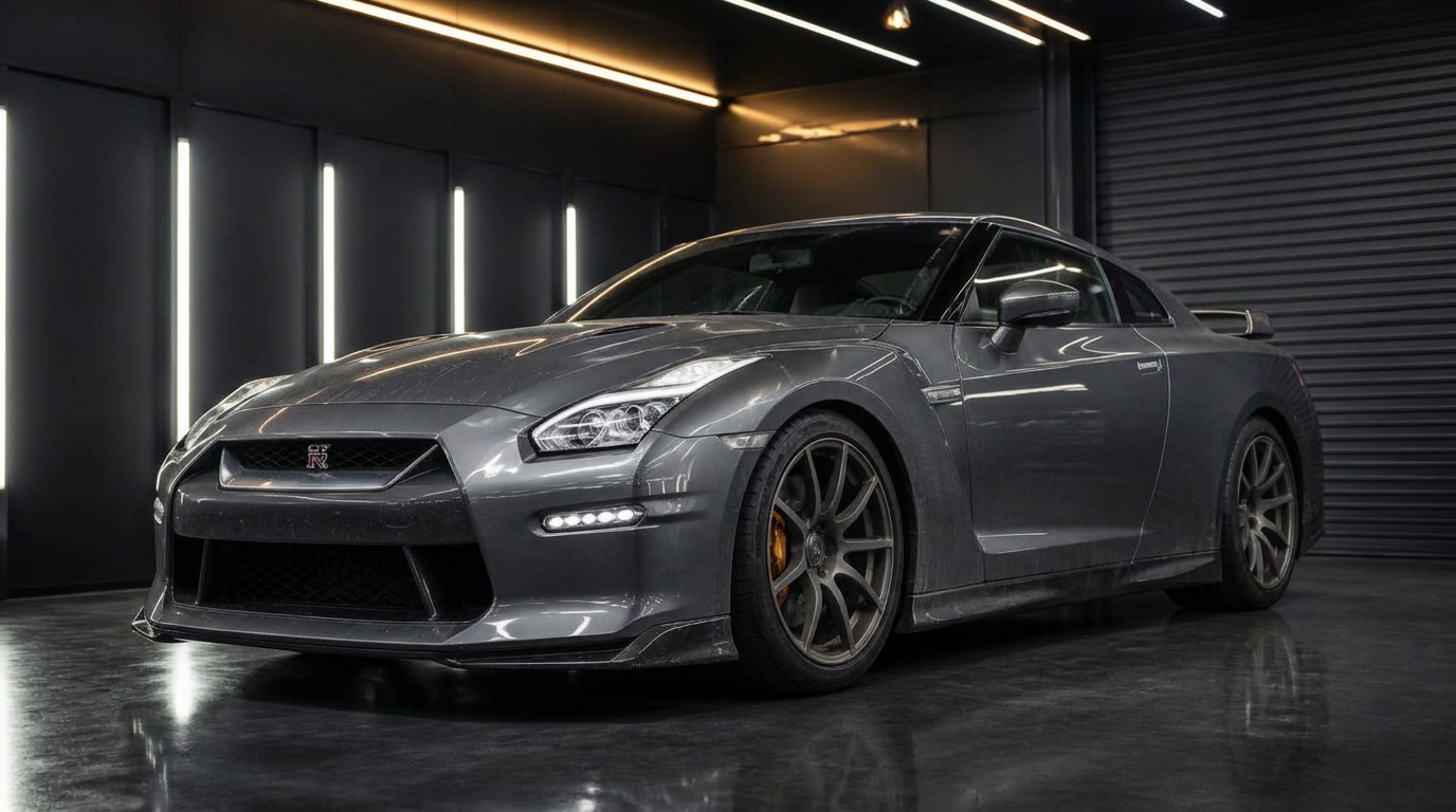 Nissan GT-R R35 before detailing — swirls and dull paint